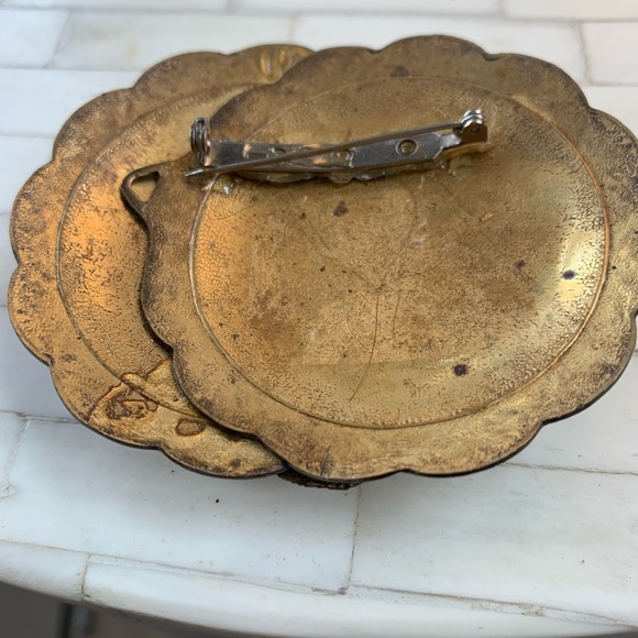 4 / 20 $ SALE Vintage mixed metal oblong brooch ( silver / brass tone) - Picture 2 of 4